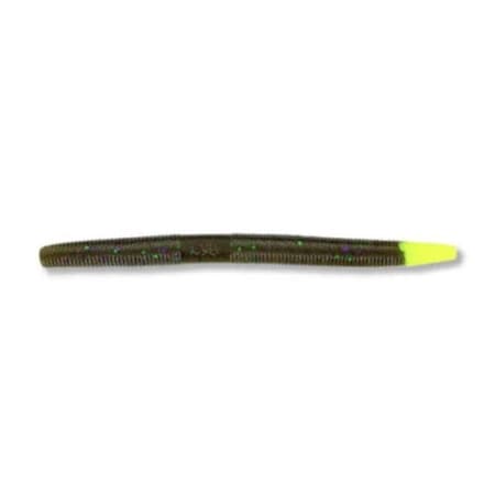 Alegria 5 in. Senko Green & Pumpkin Fishing Lure with Chartreuse Tail, 10PK AL2981415